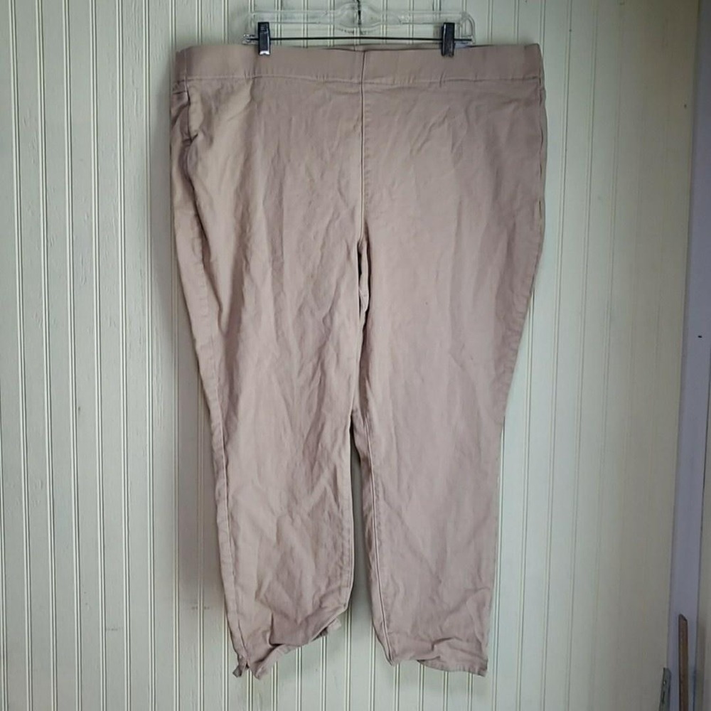 NYDJ Pants Womens 22W Beige Twill Pull On Elastic Waist Lift Tuck Ankle Stretch